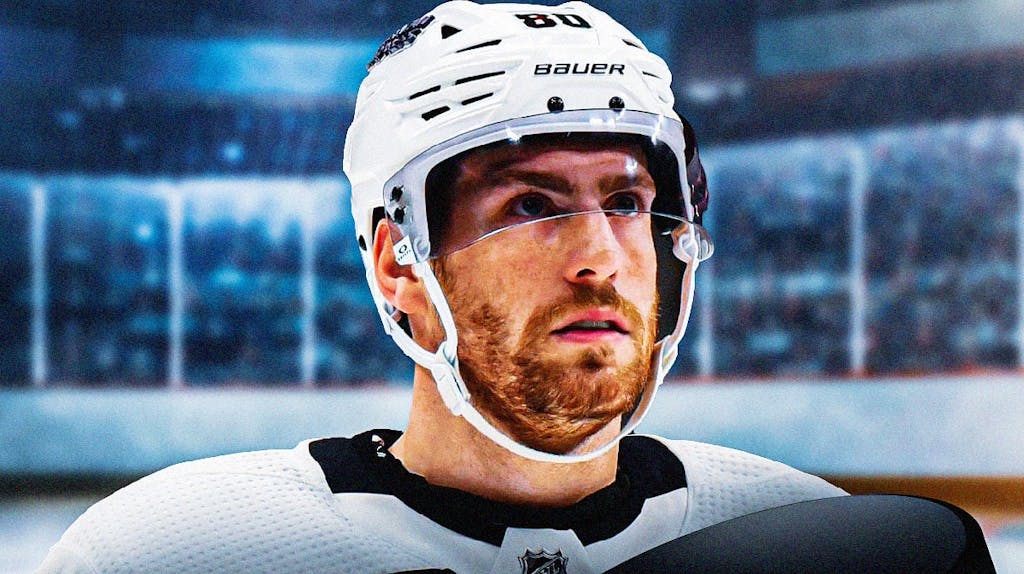 L.A. Kings' Pierre-Luc Dubois looking frustrated.