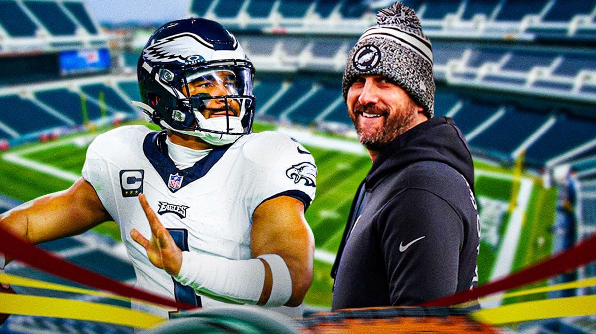 Eagles, Eagles schedule, Eagles regular season, NFL schedule release, NFL schedule, Jalen Hurts and Nick Sirianni with Eagles stadium in the background