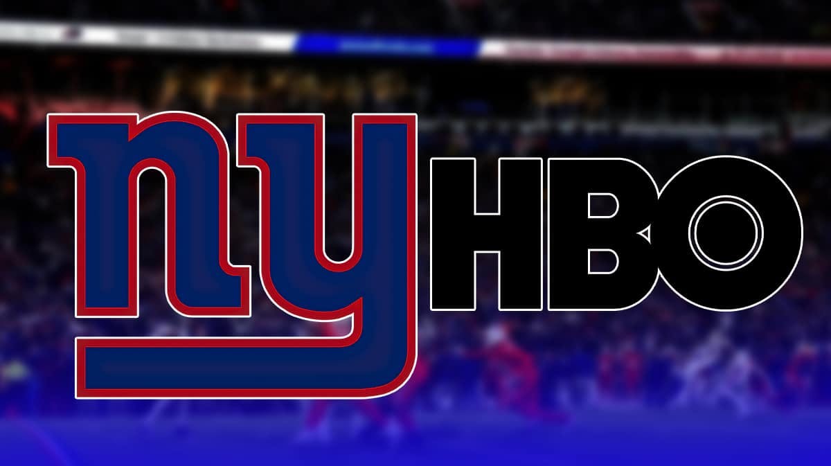A logo for the New York Giants next to a logo for HBO. They are both surrounded by eyeball emojis