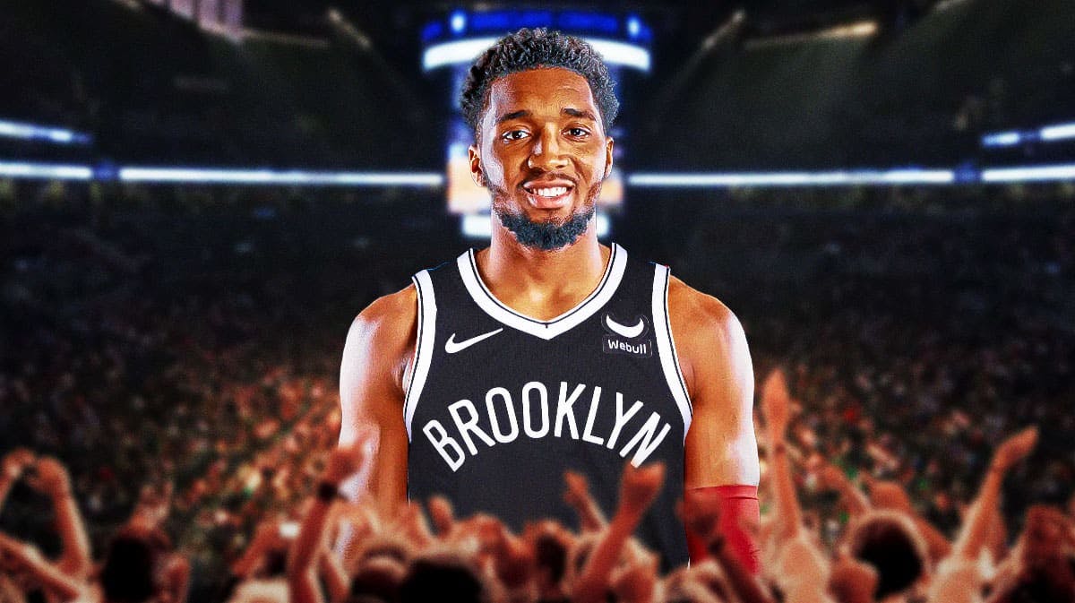 Cavs' Donovan Mitchell in a Nets jersey