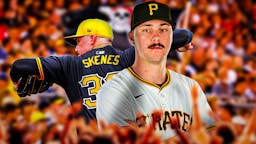 Pirates pitcher Paul Skenes, fans cheering after debut