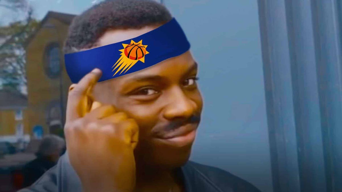 Thinking meme with a Phoenix Suns headband