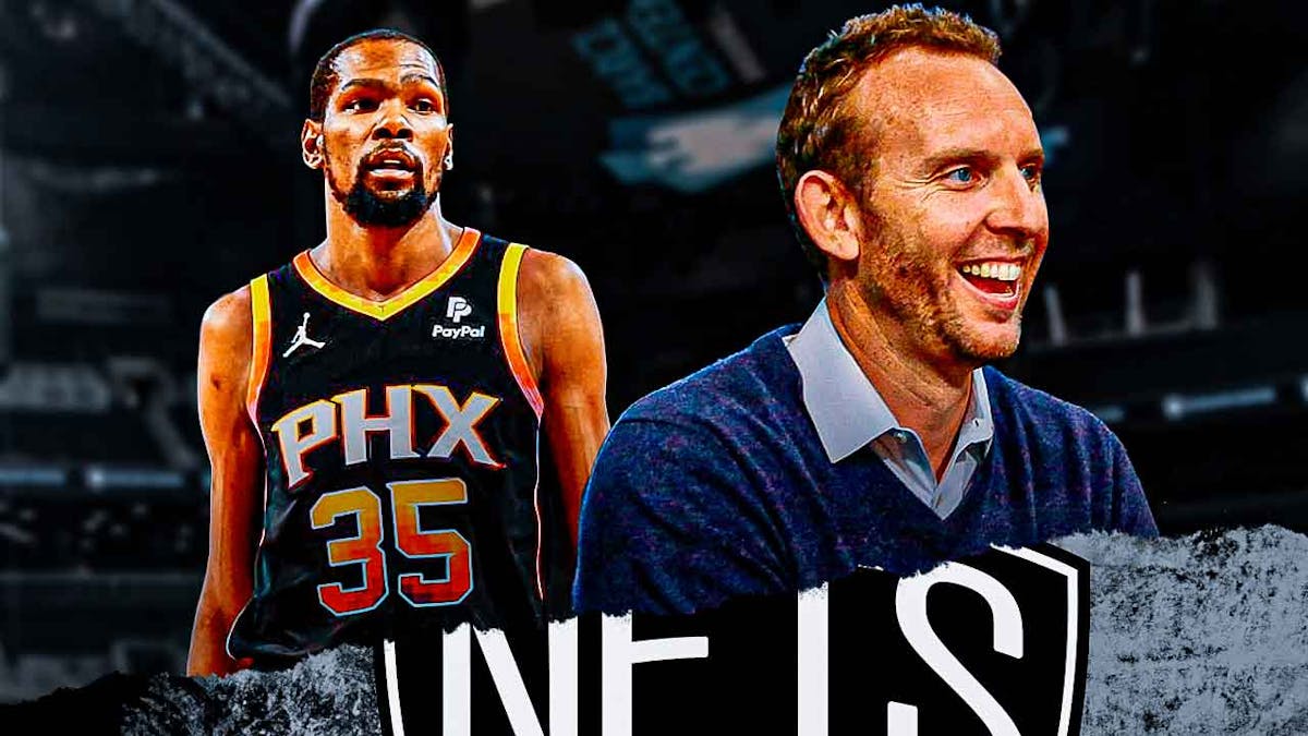 Suns Kevin Durant next to Nets Sean Marks
