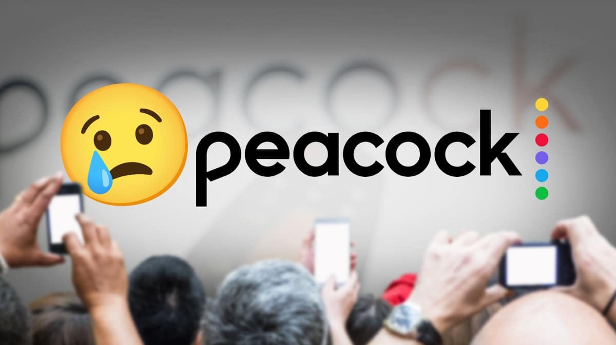 eacock logo and a sad face emoji