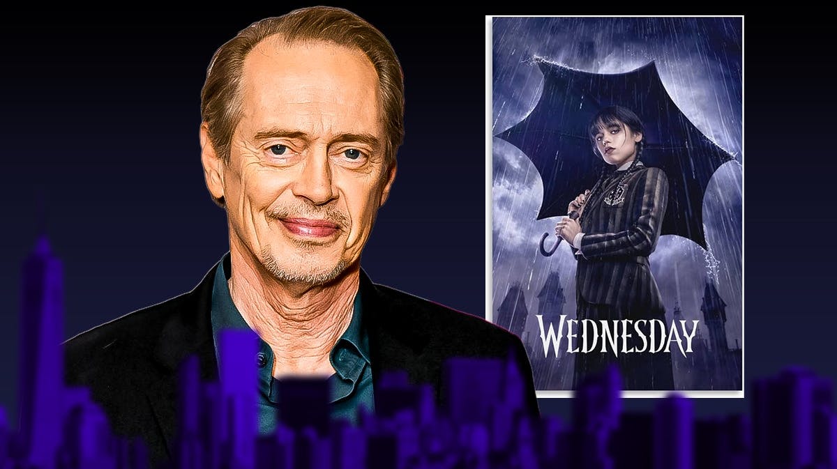 Steve Buscemi and a Wednesday movie poster.