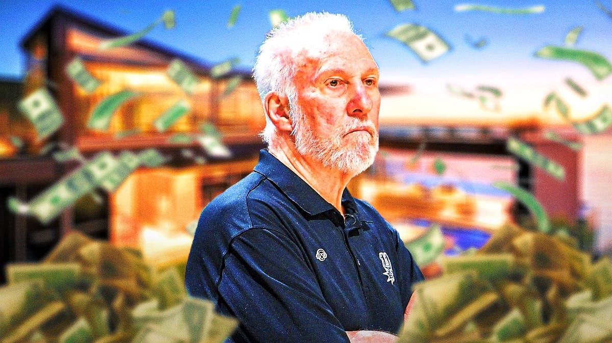 Gregg Popovich surrounded by piles of cash.