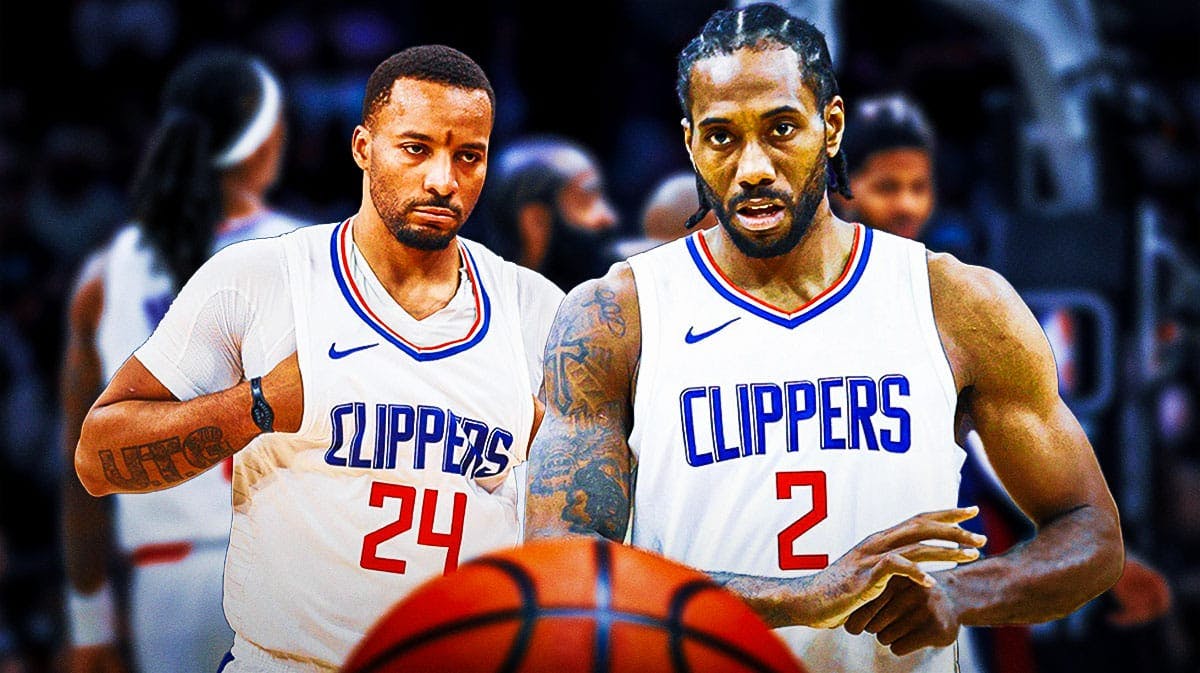 Clippers' Norman Powell, Kawhi Leonard looking serious.