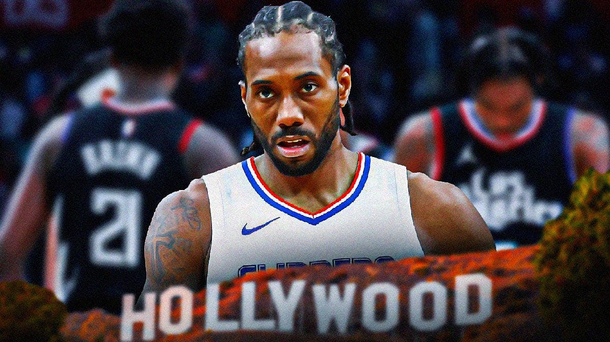 L.A. Clippers star Kawhi Leonard, with other players in the background.