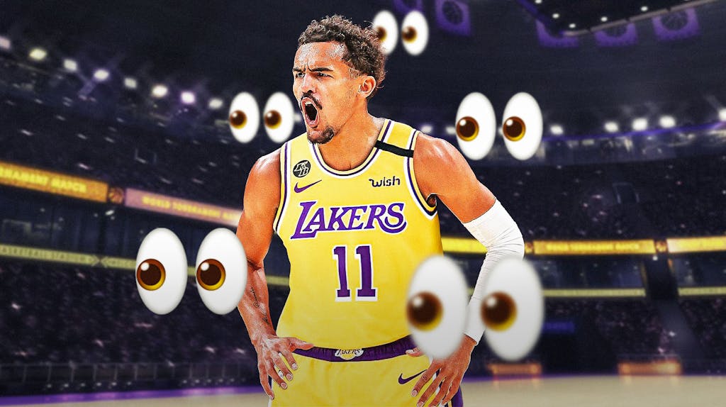 Trae Young in a Lakers uniform