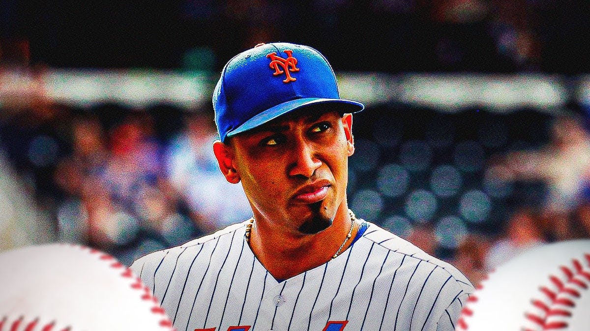 Mets closer Edwin Diaz looking upset.