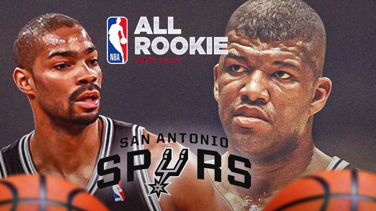 Spurs logo, NBA All-Rookie First Team logo if there is one, images of Gary Neal and Greg "Cadillac" Anderson.
