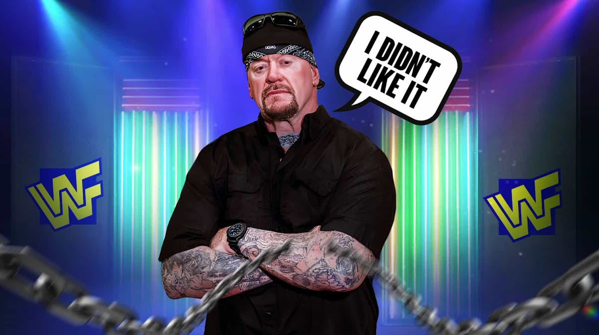 The Undertaker with a text bubble reading "I didn’t like it" in front of the 1990s WWF logo.