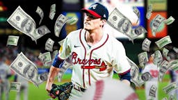 Braves pitcher Max Fried with money around him after no-hitter versus the Mets