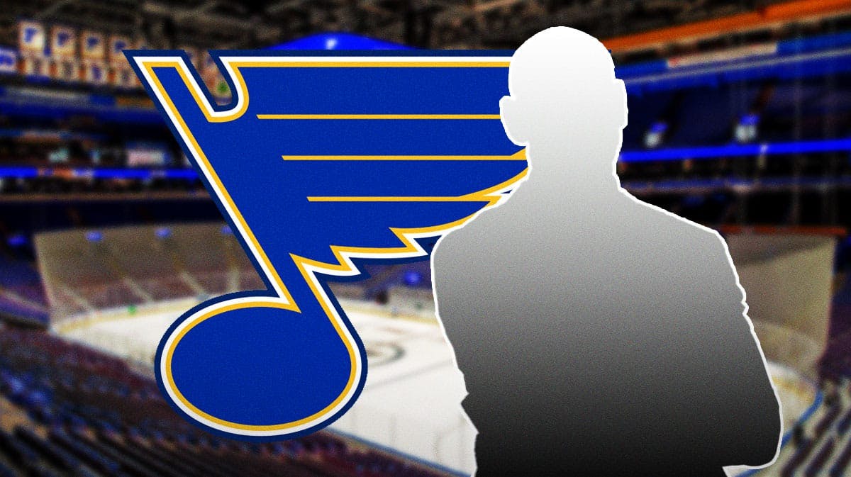 Blues logo. Drew Bannister as a silhouette
