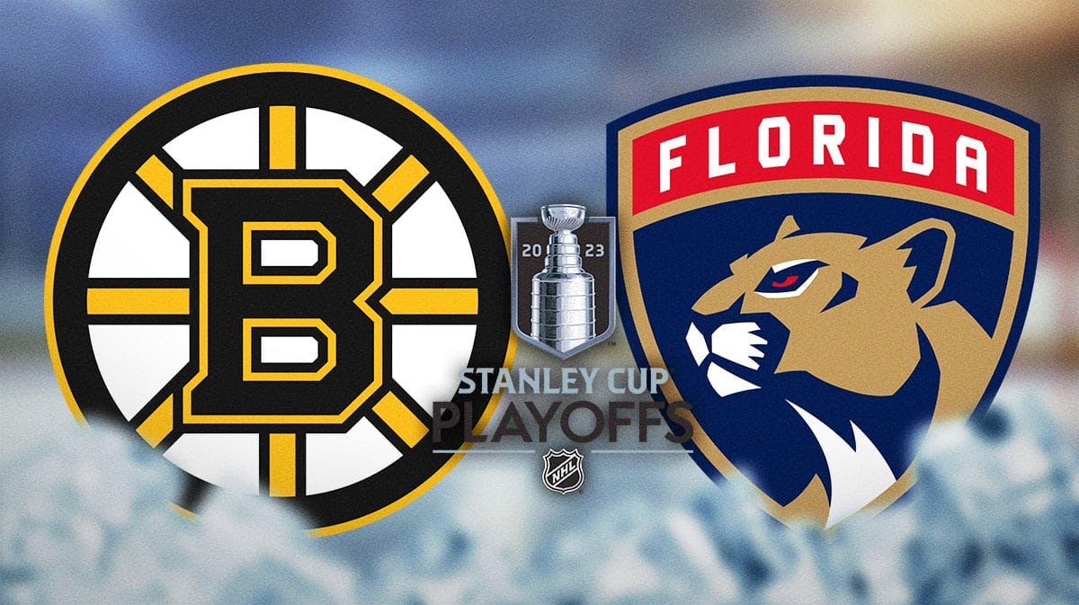 Boston Bruins and Florida Panthers logos with the Stanley Cup Playoffs logo