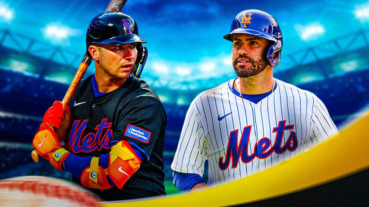 Mets players J.D. Martinez and Pete Alonso