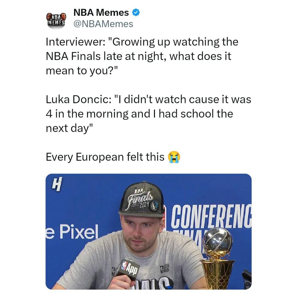 Europeans watching the NBA live are dedicated fans 😭

#LukaDoncic #Luka #Mavs #nbamemes