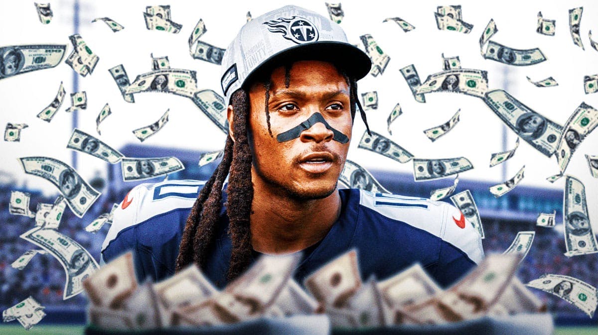 DeAndre Hopkins surrounded by piles of cash.