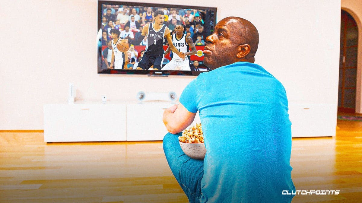 Magic Johnson watching Spurs' Victor Wembanyama on TV
