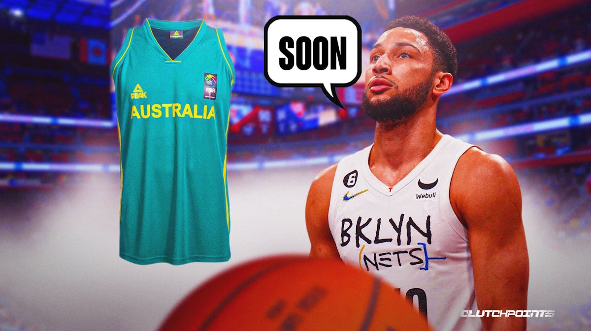 Brooklyn Nets star Ben Simmons, Team Australia Jersey, Thought Bubble saying "Soon"