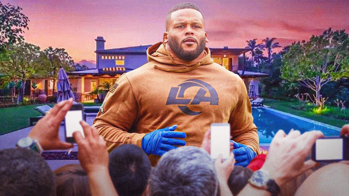 Aaron Donald in front of his Calabasas, Calif., mansion.