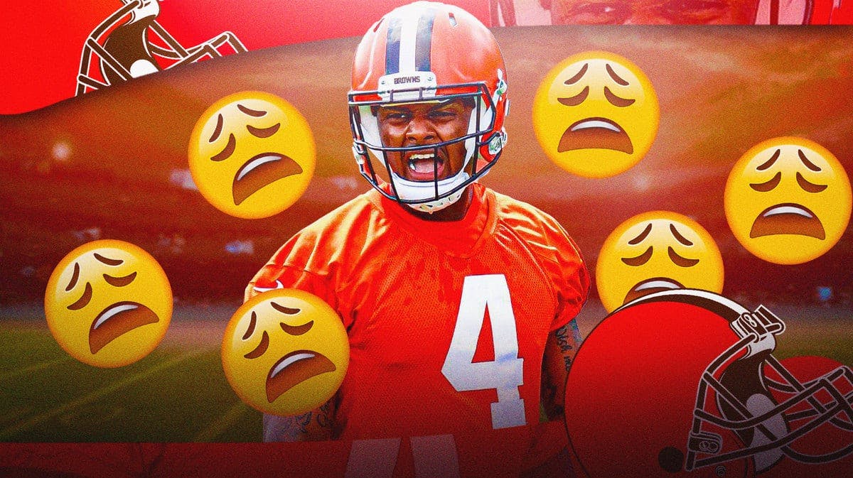 Image: Cleveland Browns QB Deshaun Watson with a bunch of 😫 emojis