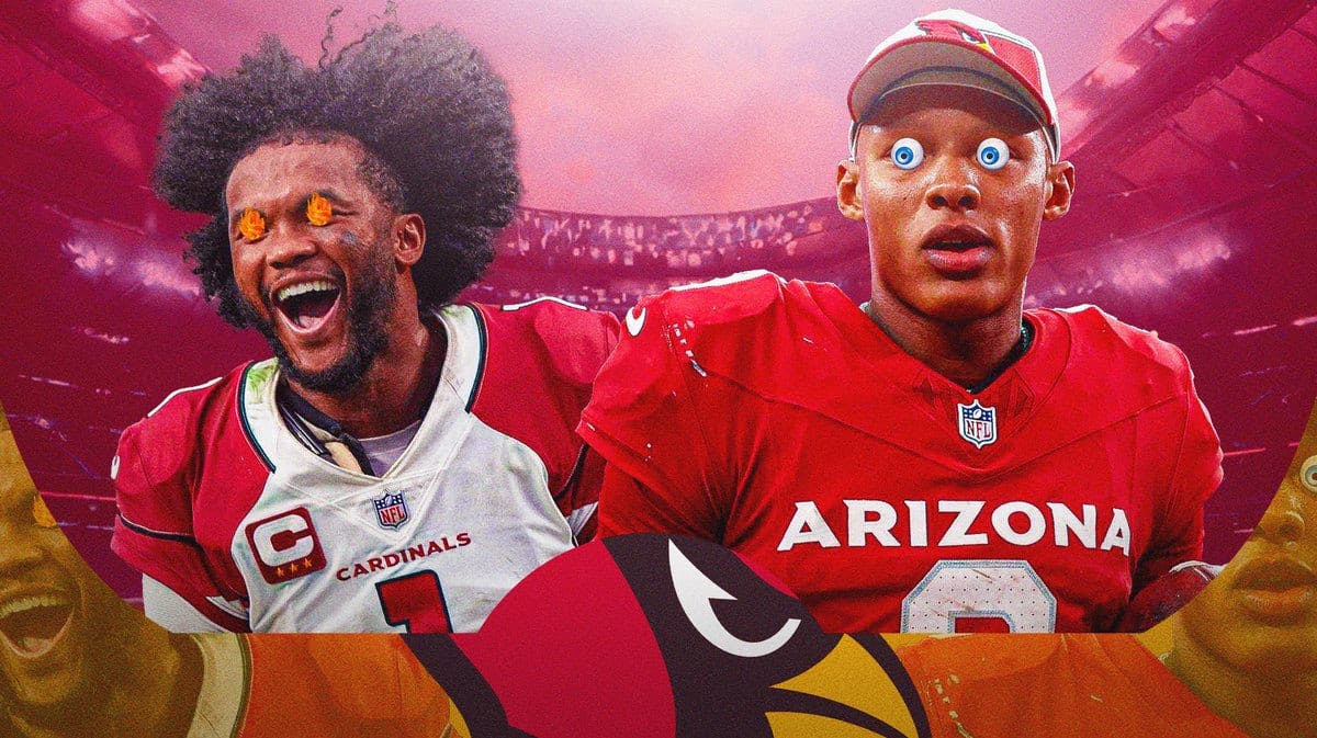 Cardinals' Kyler Murray with fire in his eyes. Joshua Dobbs with his eyes popping out