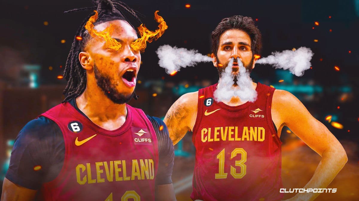Cavs' Darius Garland with fire in his eyes. Ricky Rubio with smoke coming from his nose and ears