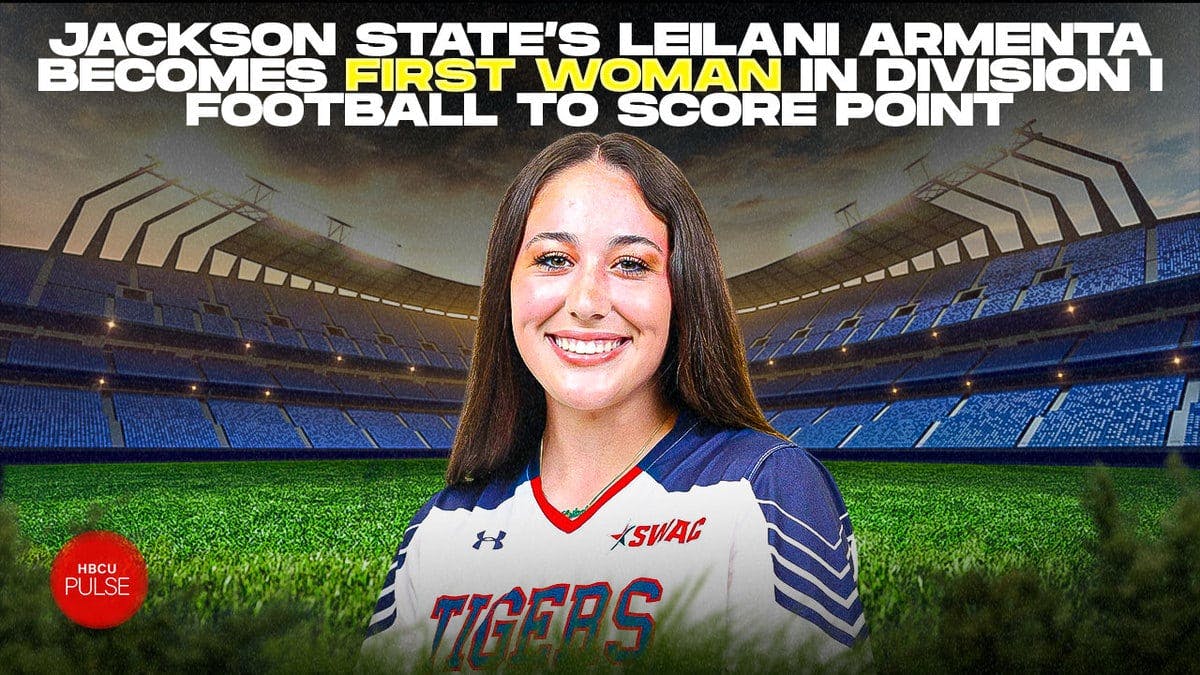 Jackson State soccer player Leilani Armenta has become the first woman in Division I football to score point after a successful PAT vs. UAPB