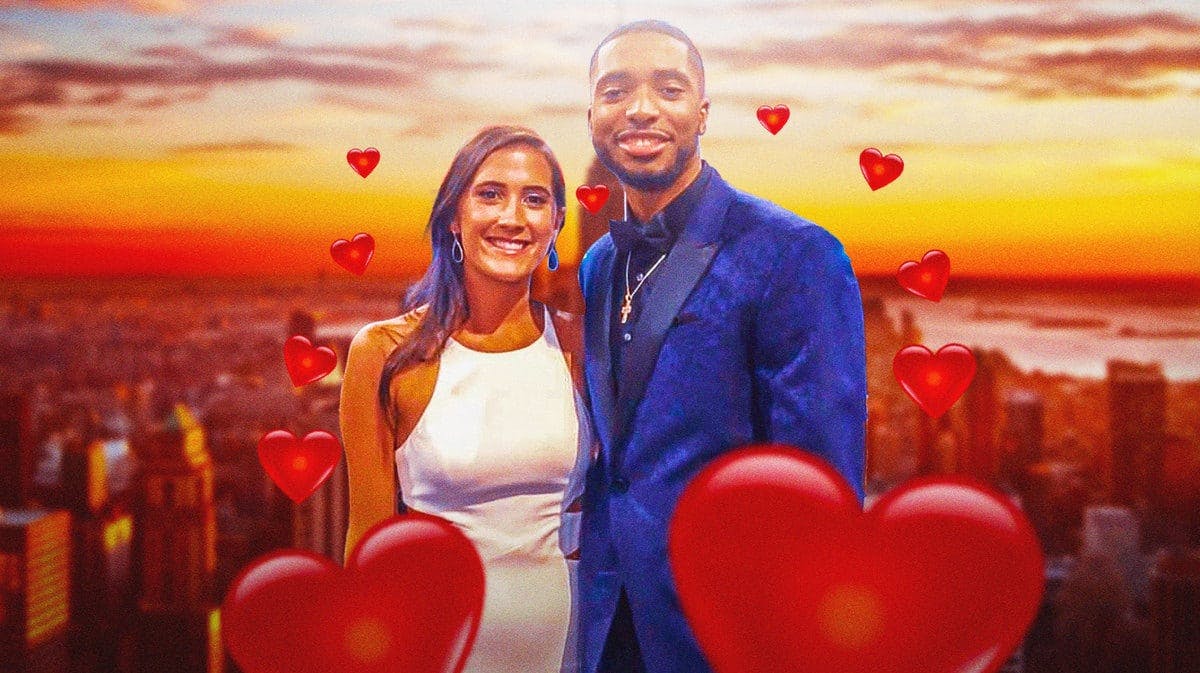 Mikal Bridges and Grainger Rosati together surrounded by hearts