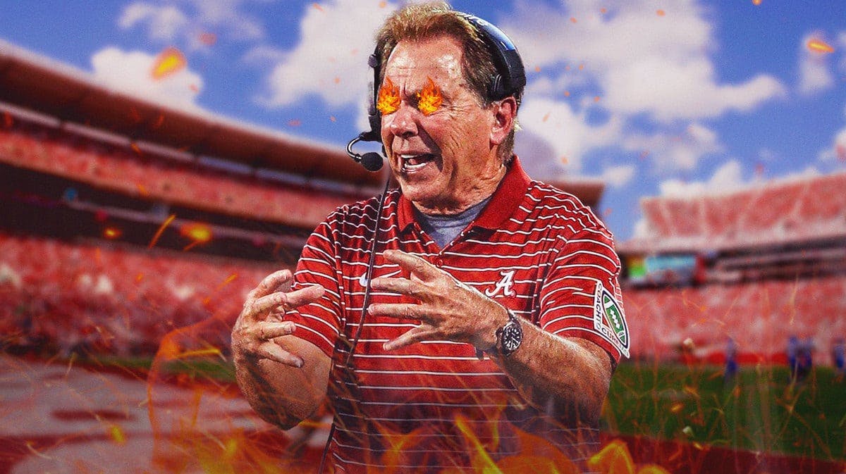 Nick Saban with fire in eyes