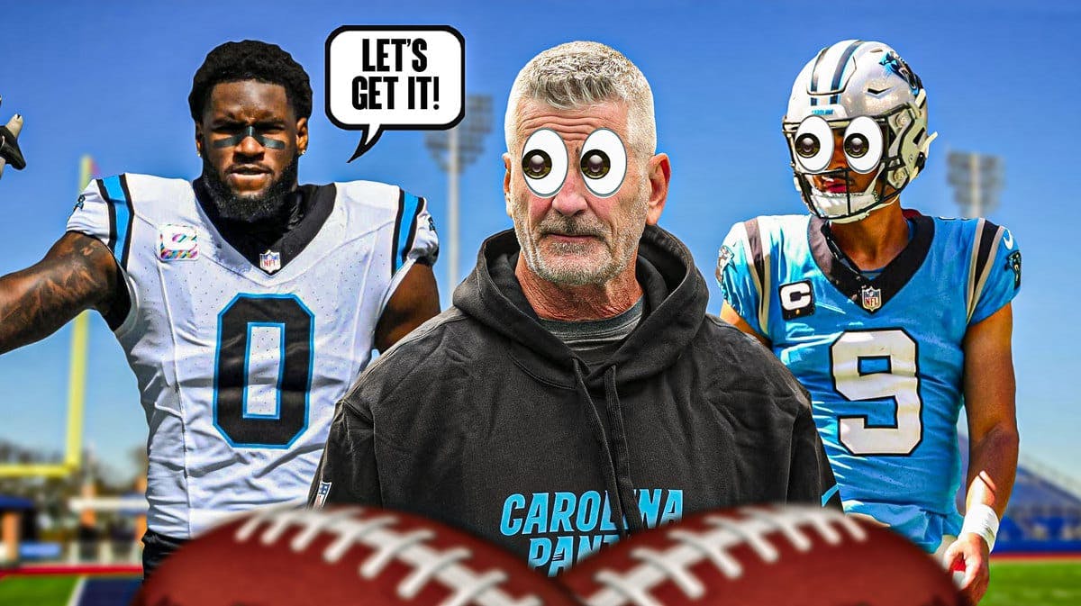 Thumb: Brian Burns saying, “Let’s get it!”. Bryce Young, Frank Reich with 👀 emoji.