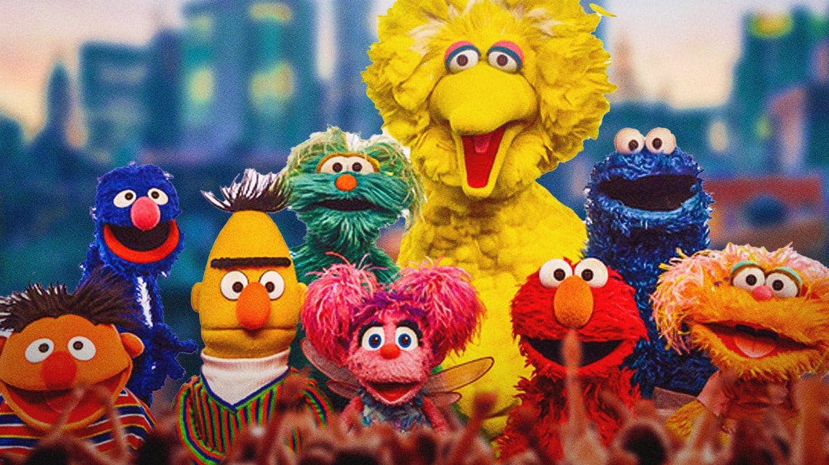 Sesame Street characters, including Big Bird, Bert, Ernie, Elmo, and more.