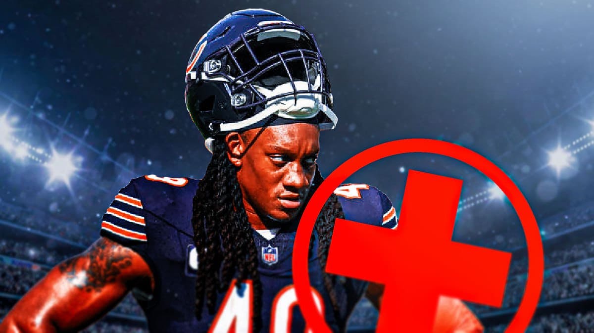 Tremaine Edwards of the Bears looking serious with a medical cross symbol