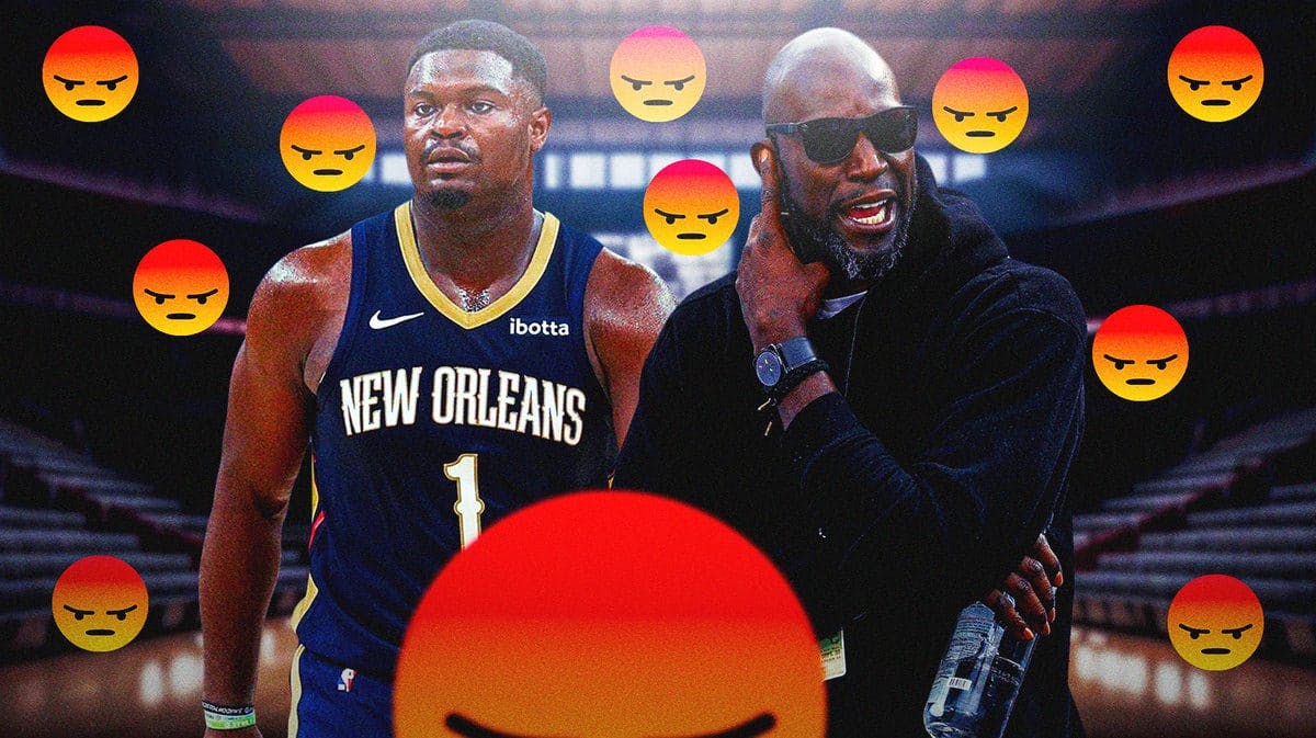 Kevin Garnett next to Zion Williamson. Angry emojis all over.