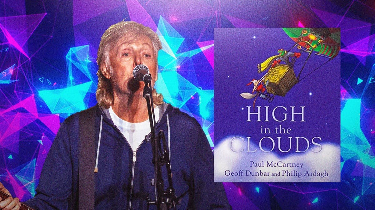 Beatles icon Paul McCartney next to High in the Clouds book.