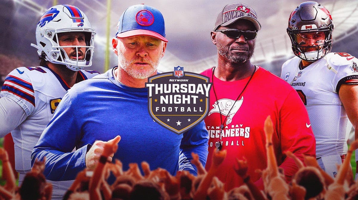 The Bills and Buccaneers getting ready for their Thursday Night Football contest in Week 8