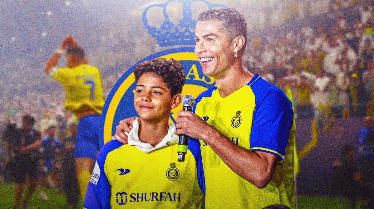 Cristano Ronaldo and his son, Cristiano Ronaldo Jr., in Al-Nassr kits