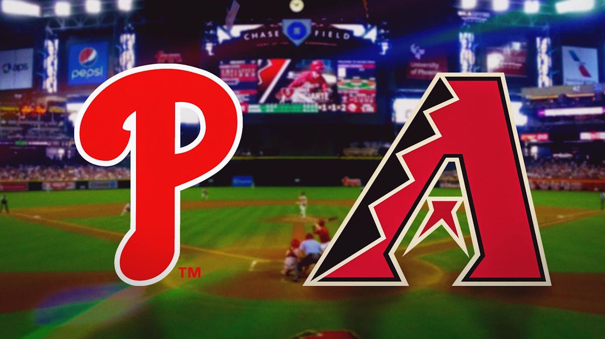 Phillies, Diamondbacks, Arizona, NLCS, Diamondbacks tickets, Phillies logo and Diamondbacks logo with Diamondbacks stadium in the background
