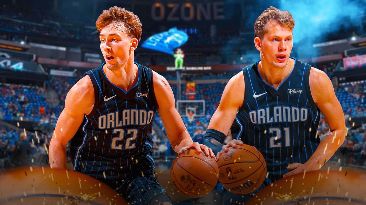Orlando Magic: Franz Wagner and Mo Wagner dribbling inside the Amway Center