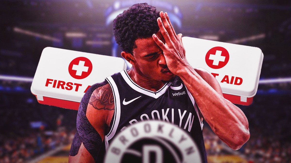 Nets player Nic Claxton looking in pain as he deals with an injury and is going to miss the Mavs game.