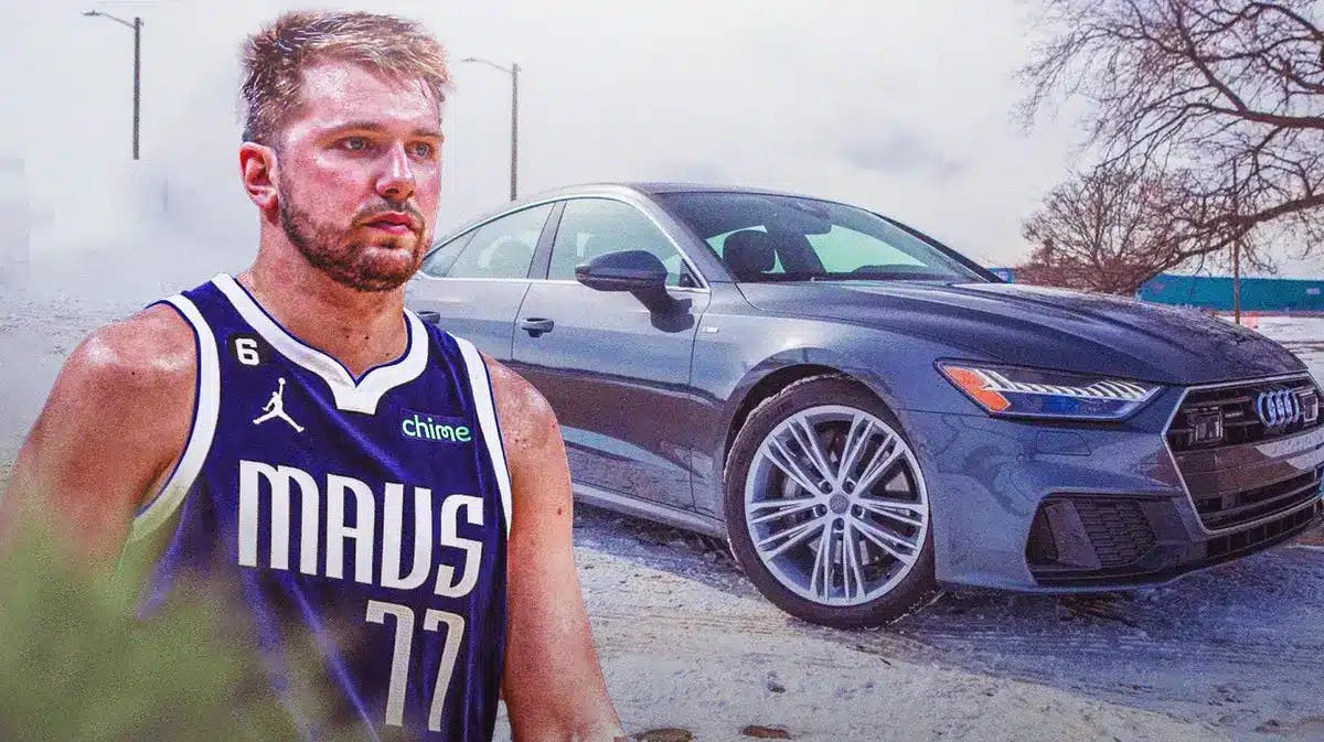 The Dallas Mavericks' Luka Doncic in front of a car from his collection.