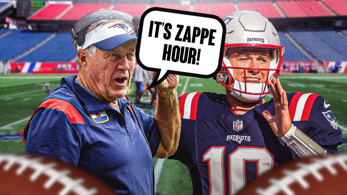 New England Patriots coach Bill Belichick tells Mac Jones that "It's Zappe Hour"