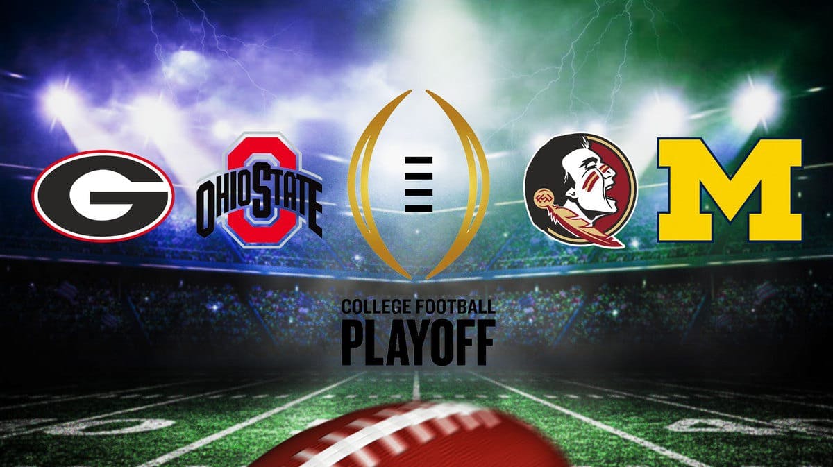 College Football Playoff rankings of the top-4 teams, with Georgia football, Ohio State football, Florida State football, and Michigan football