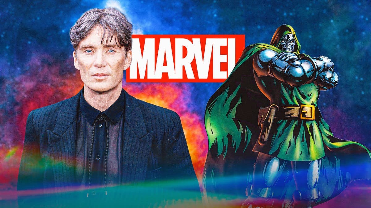 Cillian Murphy with Doctor Doom and a Marvel logo.