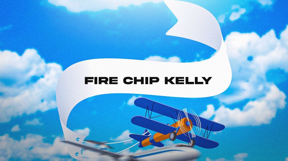 A plane flying a banner that said to fire UCLA football coach Chip Kelly