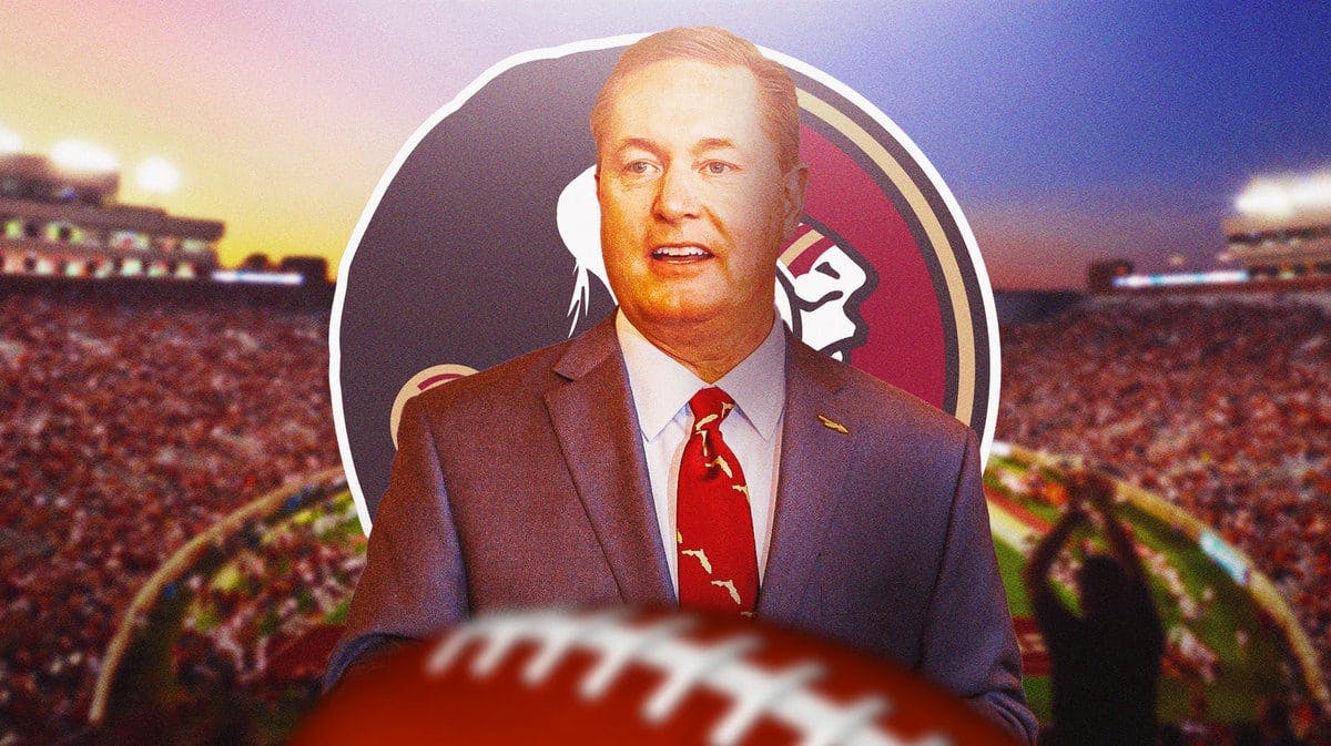 Florida State athletic director Michael Alford with the Florida State football stadium in the background