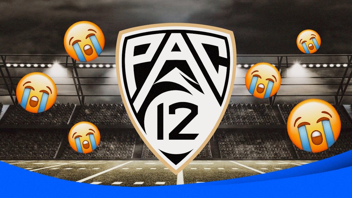 Pac-12 logo with crying emojis
