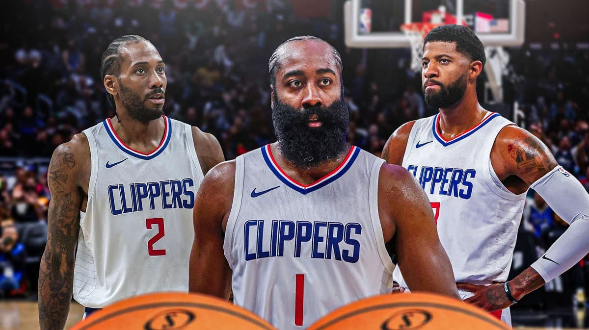 Clippers' James Harden, Paul George, and Kawhi Leonard all looking sad