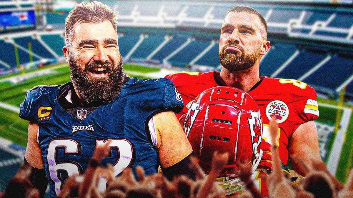 Eagles Jason Kelce and Chiefs Travis Kelce.